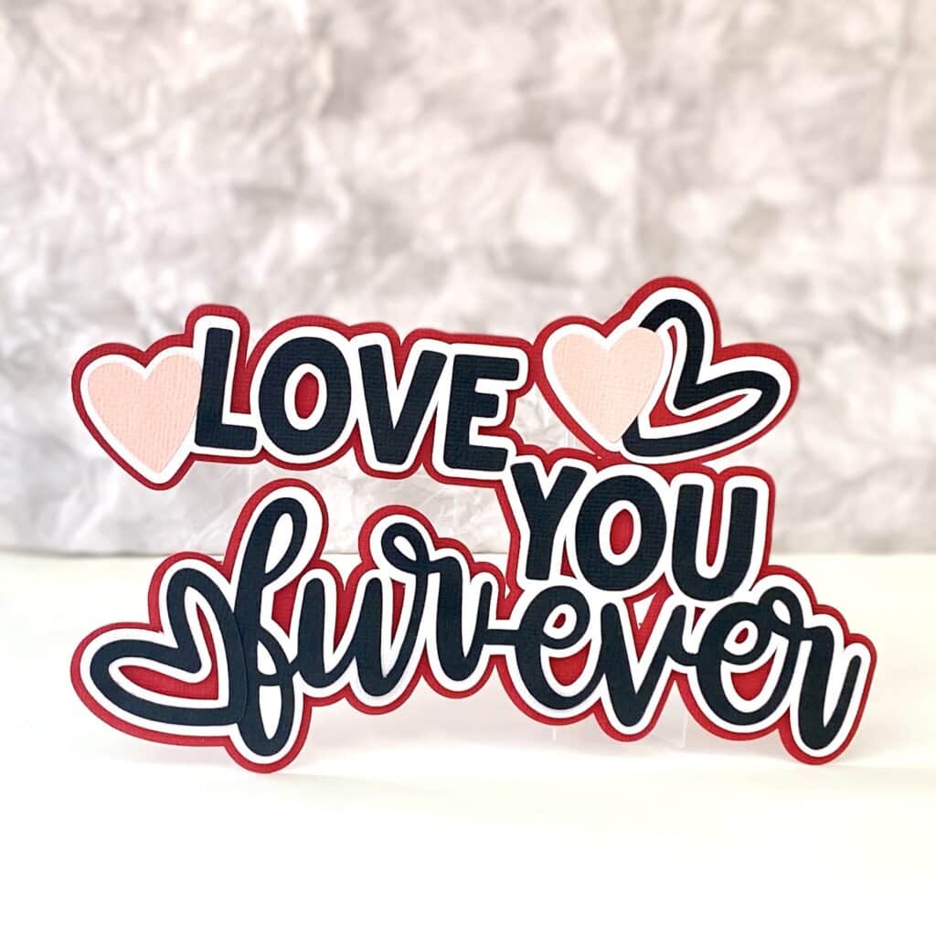 love you fur-ever scrapbook title layered svg file dog scrapbook layout