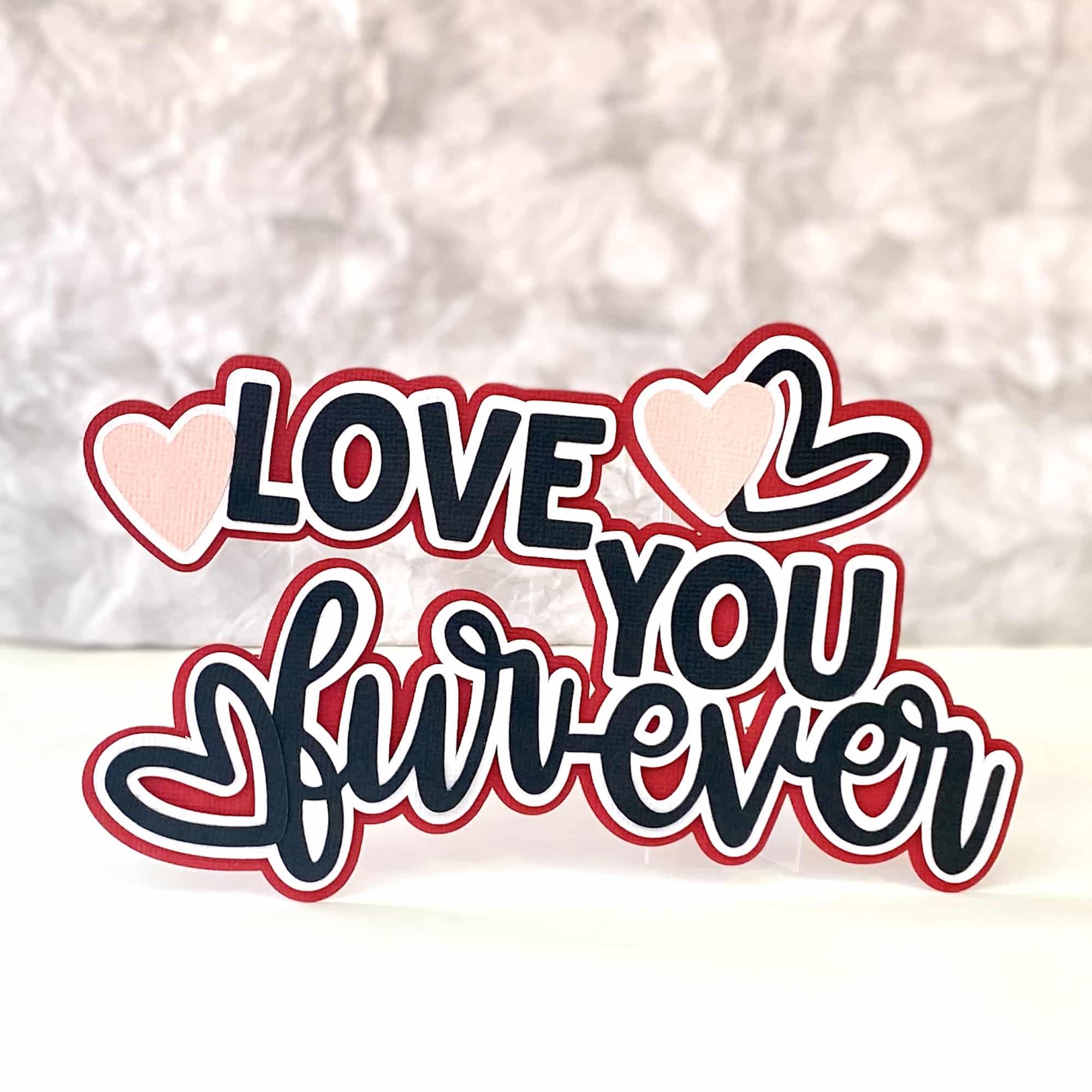 love you fur-ever scrapbook title layered svg file