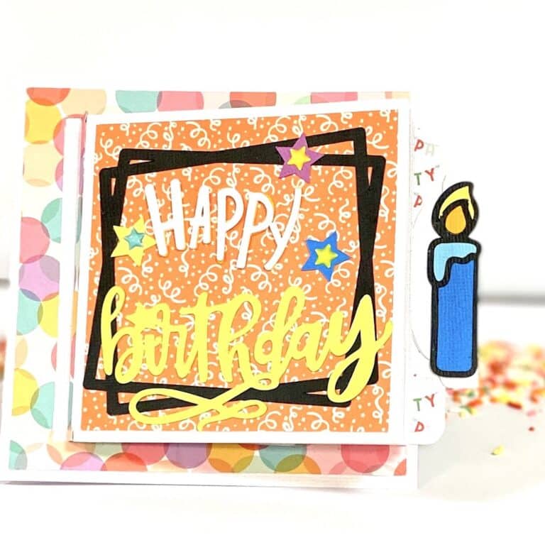 Happy Birthday Side-Pull Waterfall Card Paper Craft SVG File