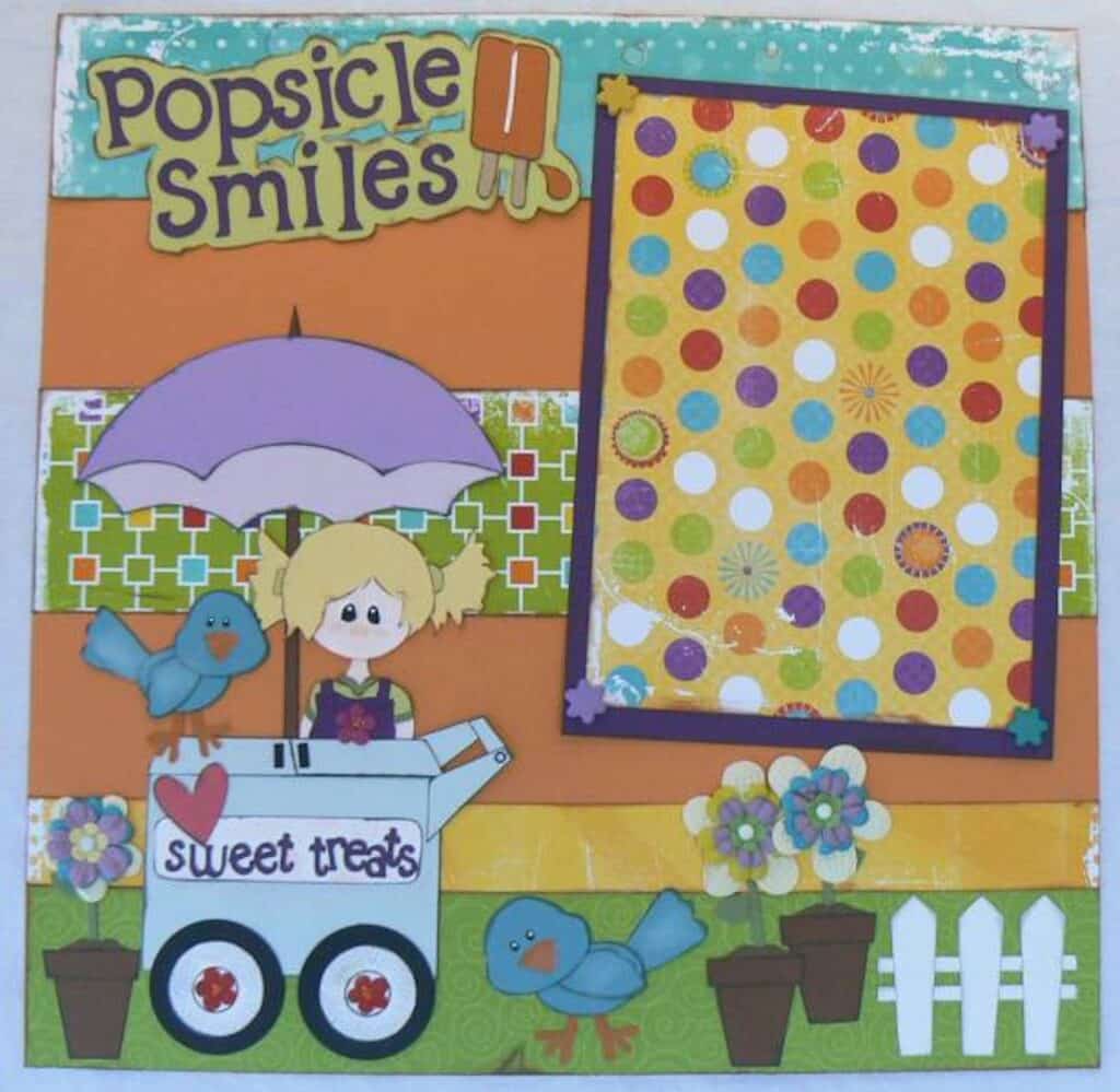 popsicle smiles and spring birds scrapbook 12 x 12 layout