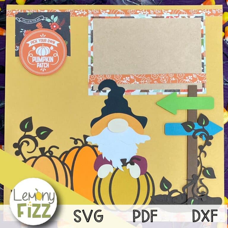 Gnome Pumpkin Patch Layout Scrapbook Overlay