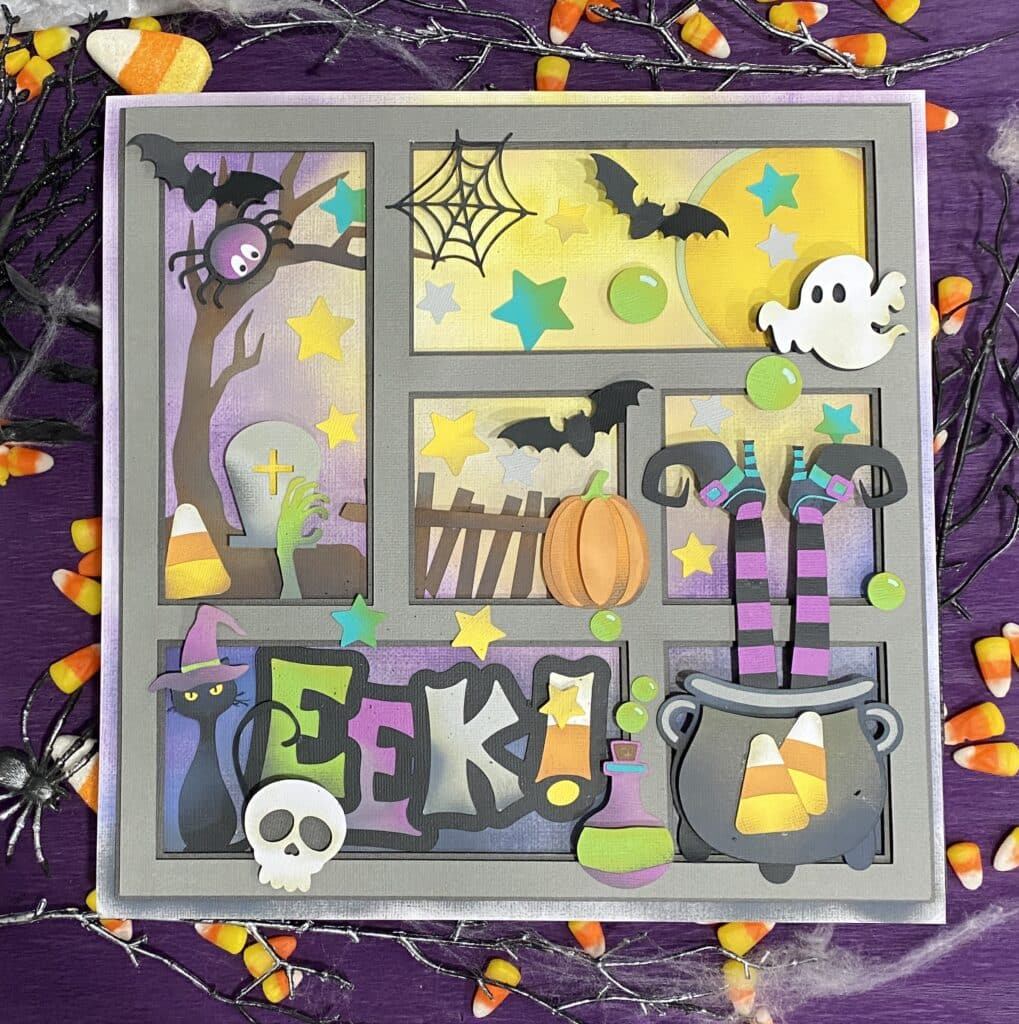 Halloween shadow box paper craft sampler eek!