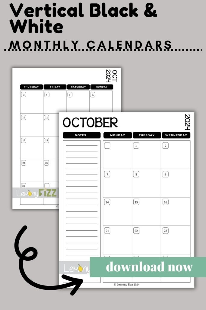 calendar for organizing your October
