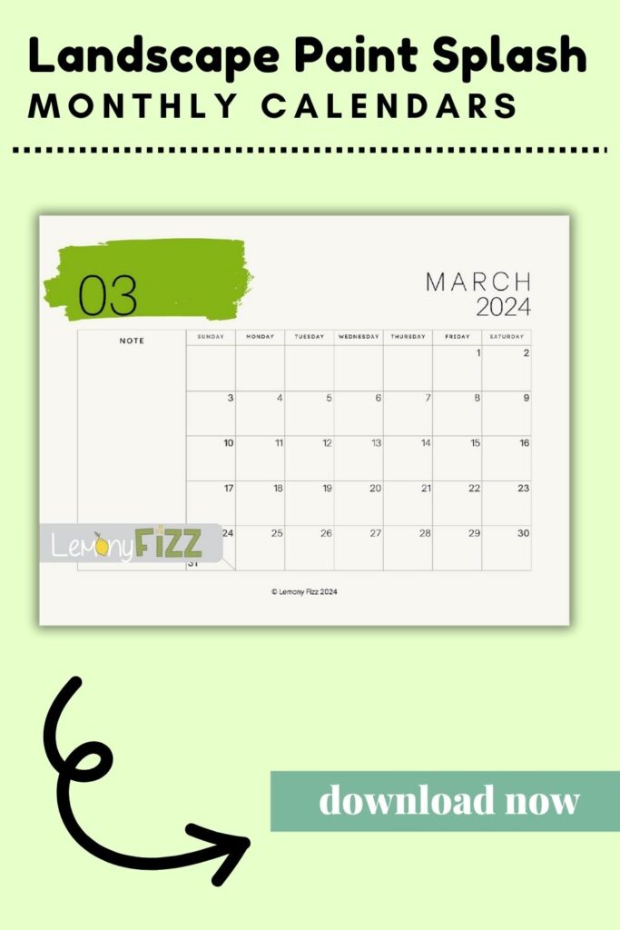 march paint swatch 2024 calendar printable