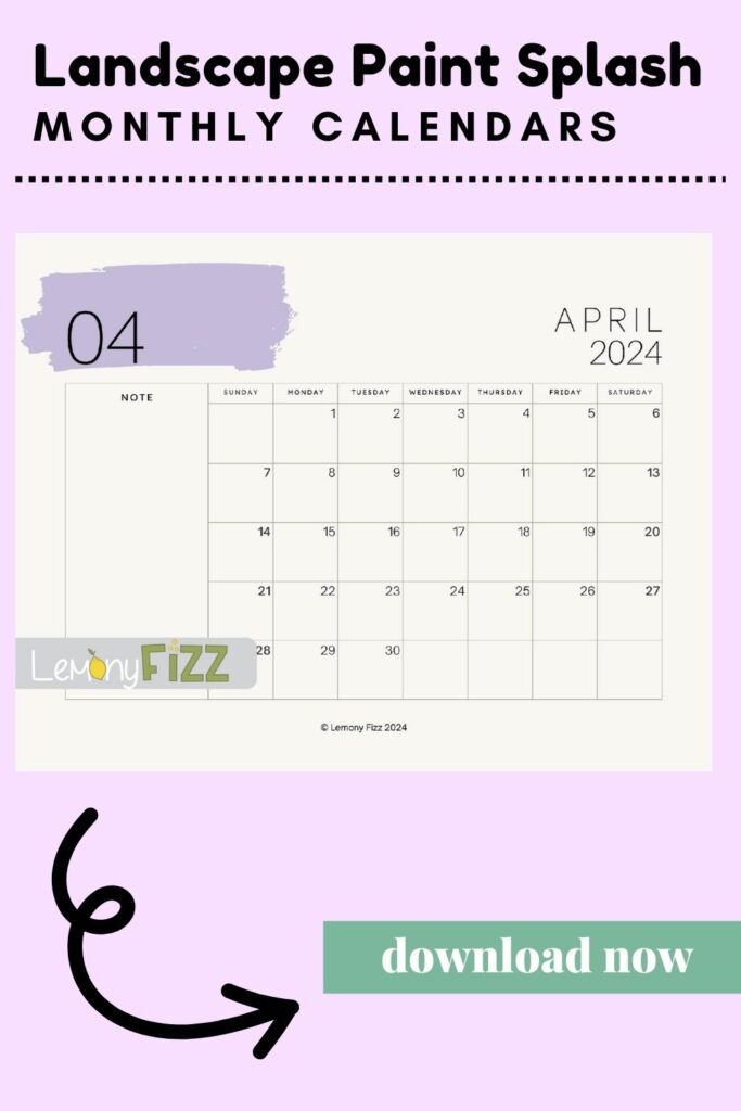 april paint swatch 2024 calendar printable