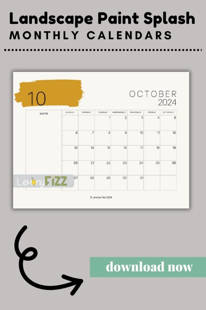 October paint swatch 2024 calendar printable