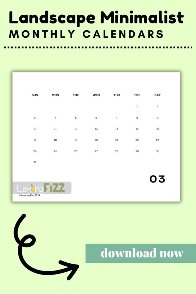 Minimalist Calendar Template 2024 – Horizontal March Calendar 