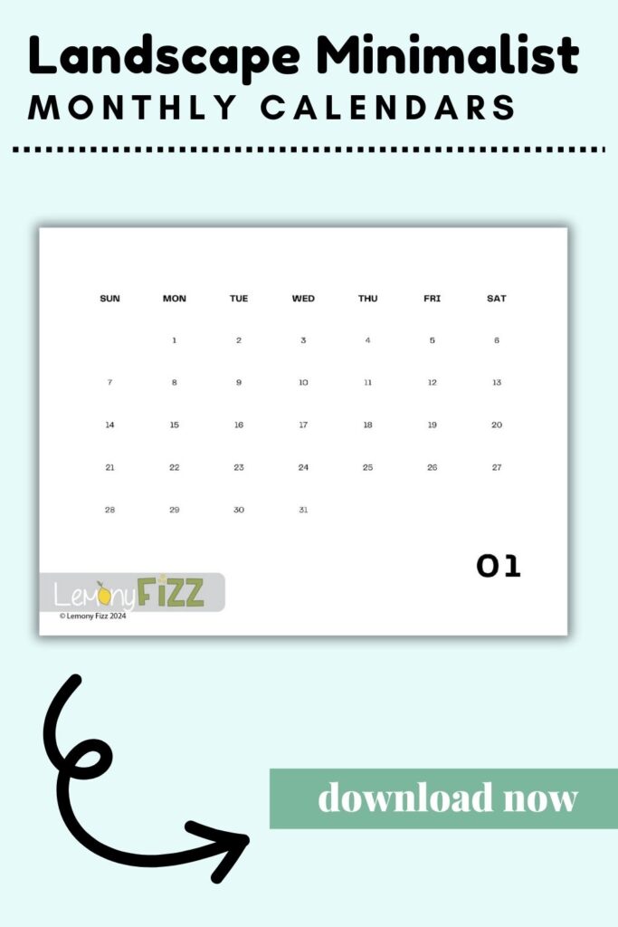 Minimalist Calendar Template 2024 – Horizontal January Calendar