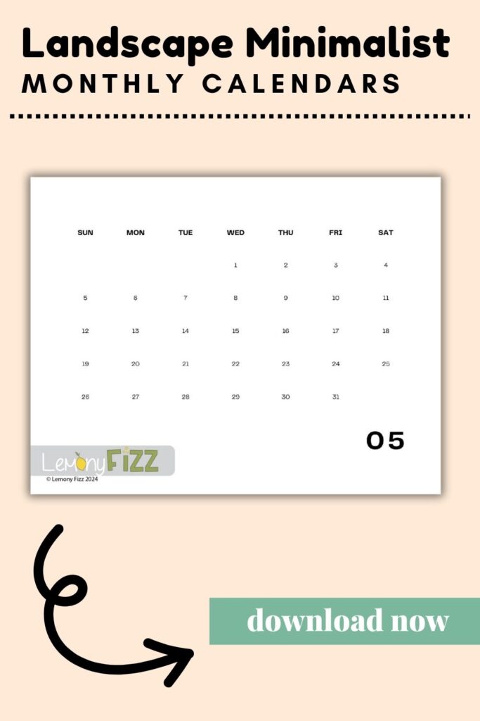Minimalist Calendar Template 2024 – Horizontal May Calendar