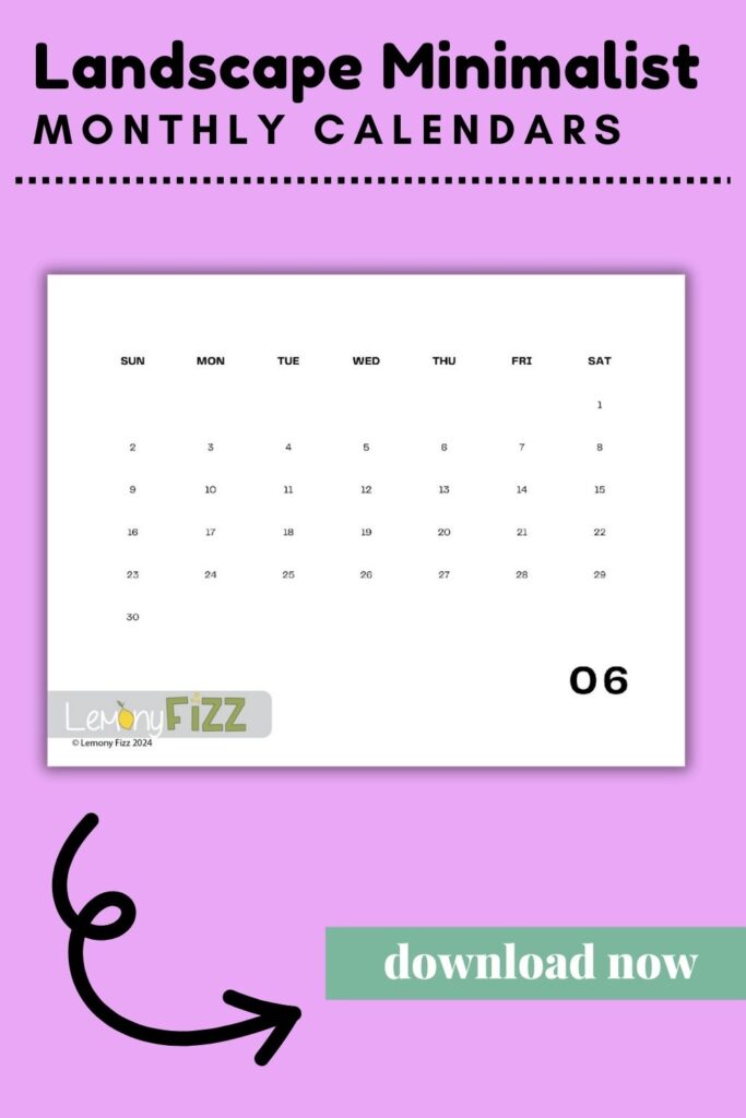 Minimalist Calendar Template 2024 – Horizontal June Calendar Get your streamlined 2024 June calendar layout for easy organizing.