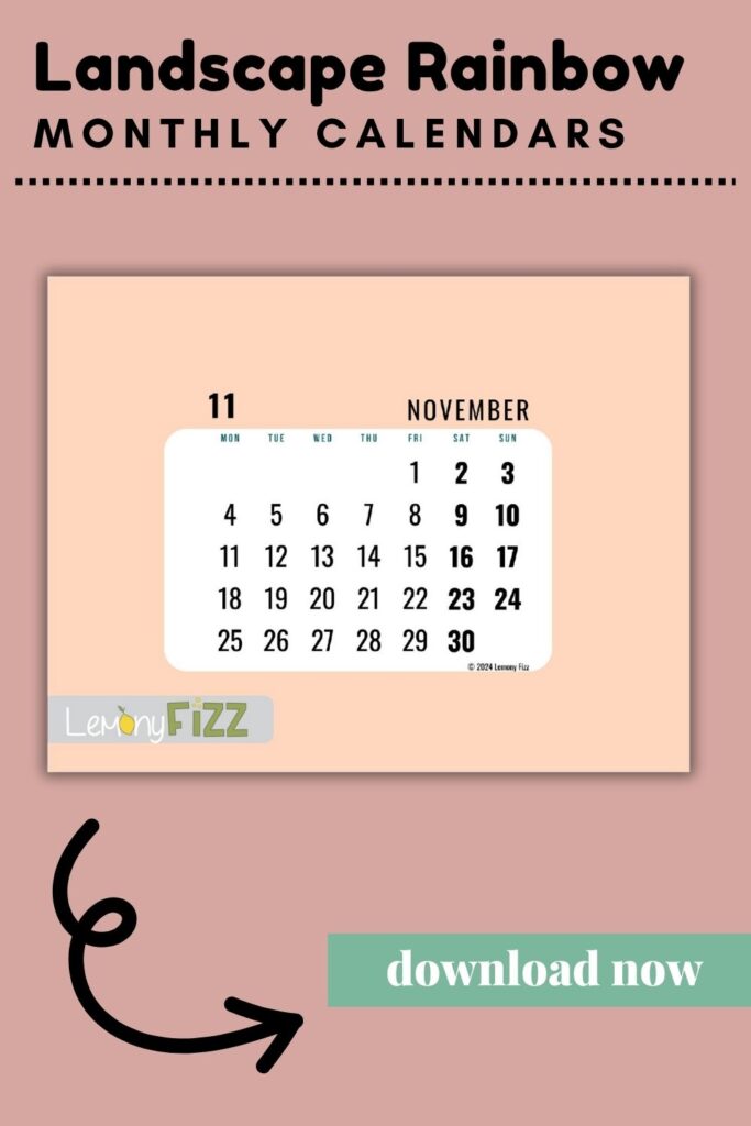 Peach bubble calendar 2024 printable November