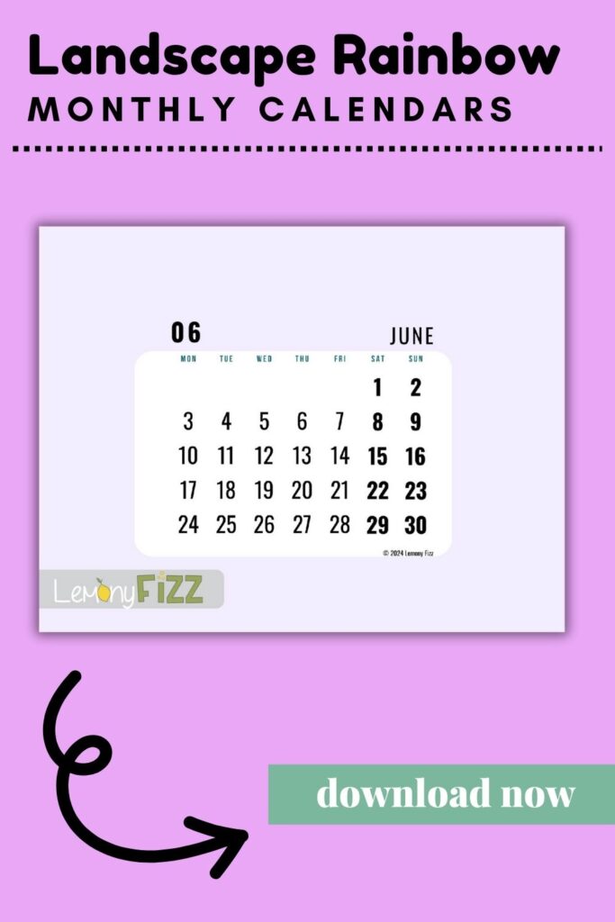 Lavender bubble calendar 2024 printable June