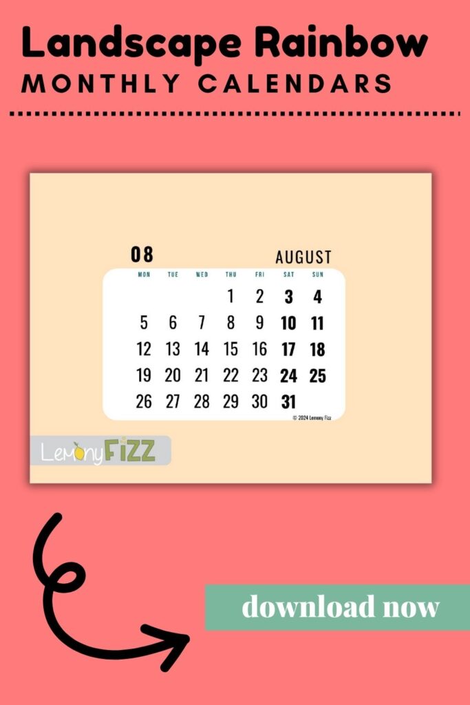 Orange bubble calendar 2024 printable August