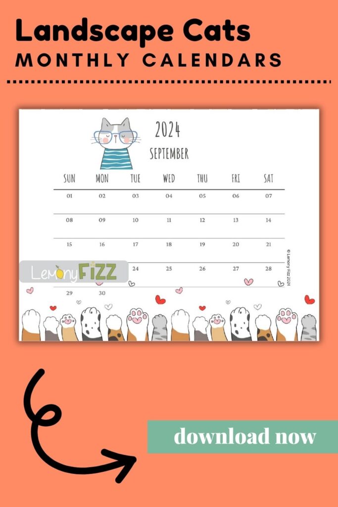 Cats Calendar Printable 2024 September