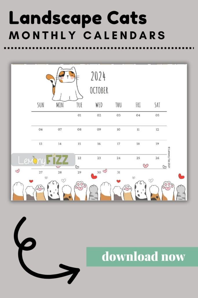 Cats Calendar Printable 2024 October