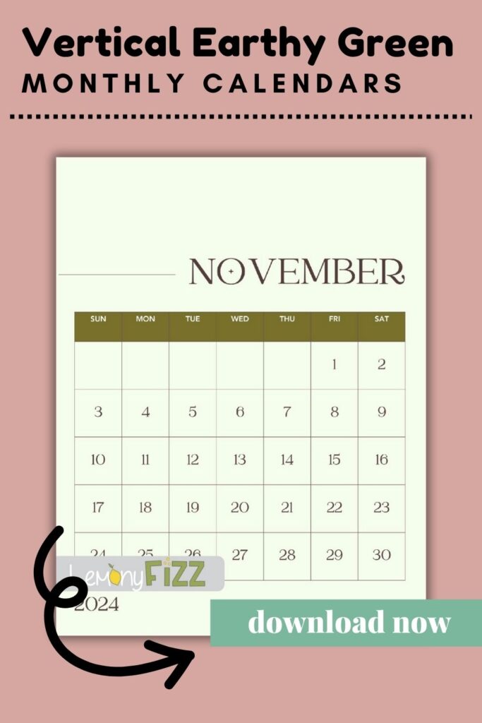 stylish vertical (portrait) calendars for November 2024.