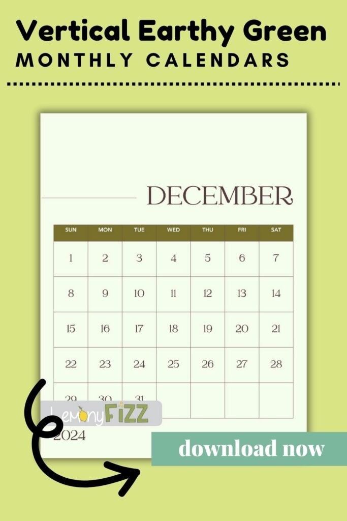 stylish vertical (portrait) calendars for December 2024.