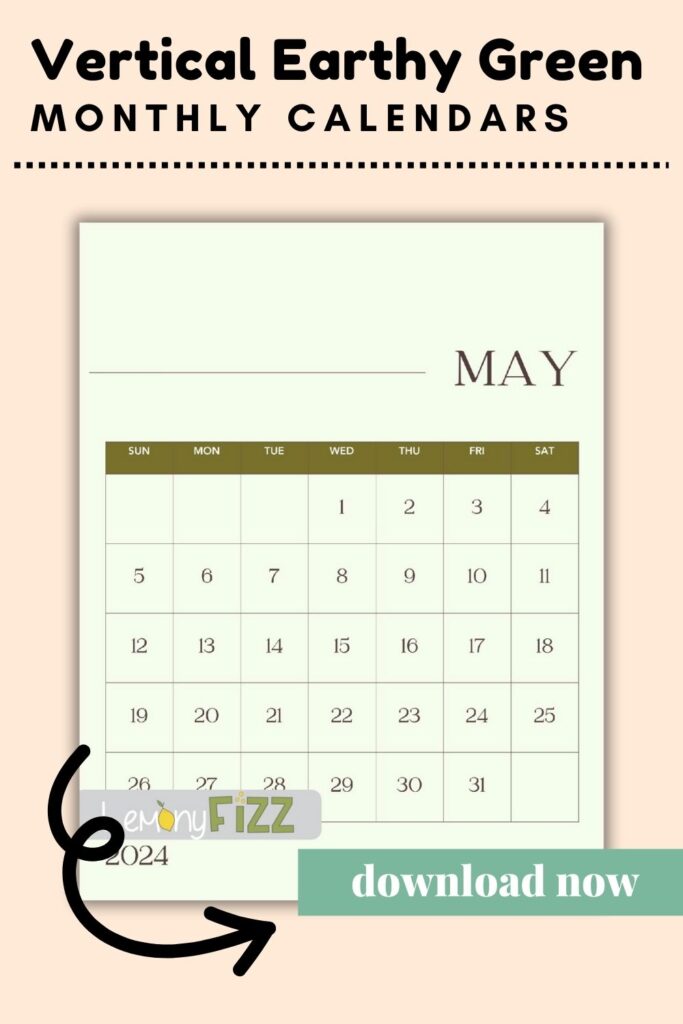 stylish vertical (portrait) calendars for May 2024.