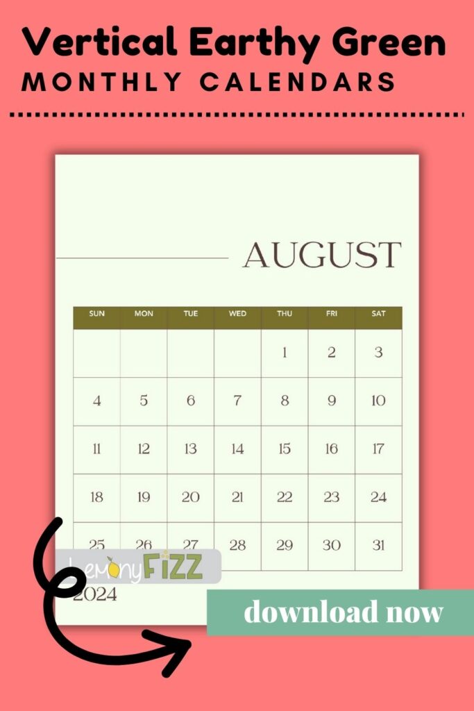 stylish vertical (portrait) calendars for July 2024.