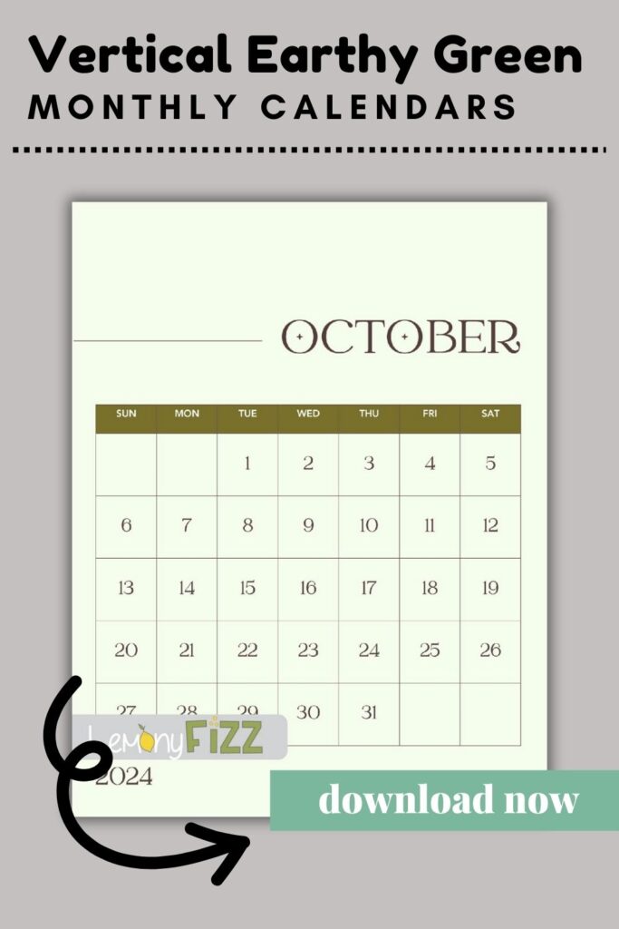 stylish vertical (portrait) calendars for October 2024.