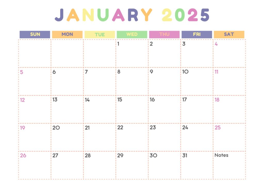 january printable calendar 2025
