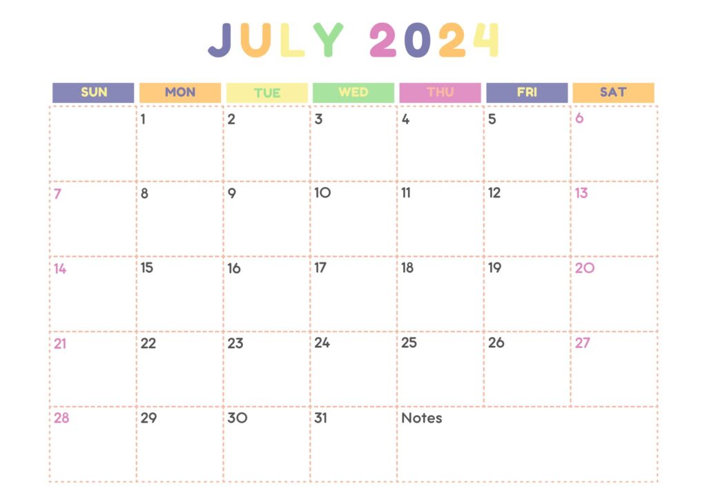 july printable calendar 2024
