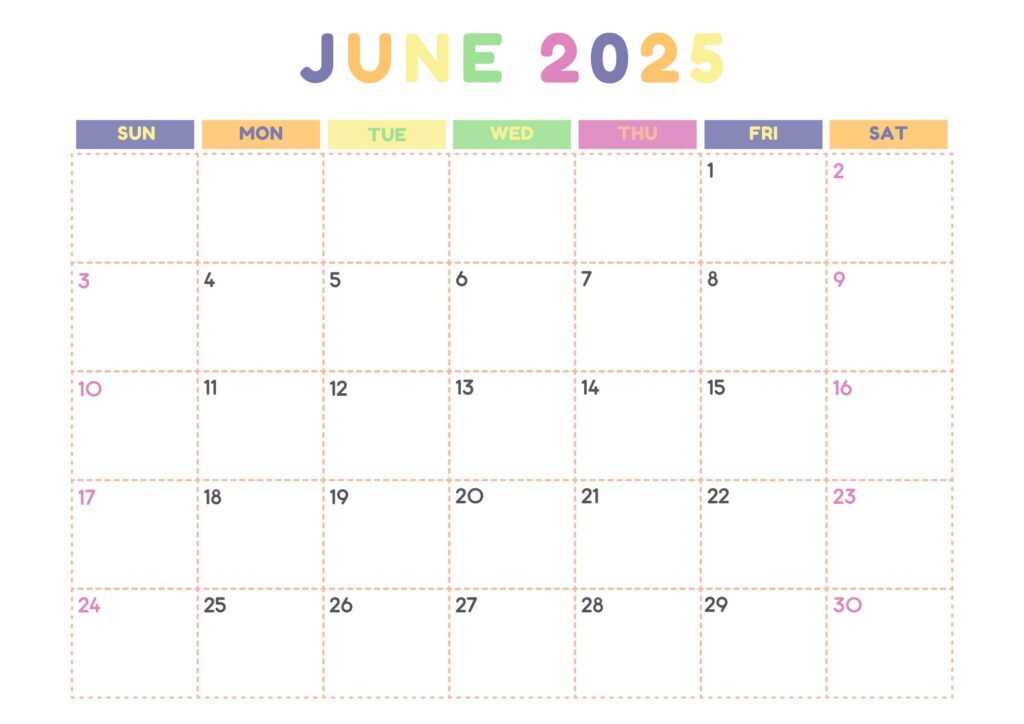 june printable calendar 2025