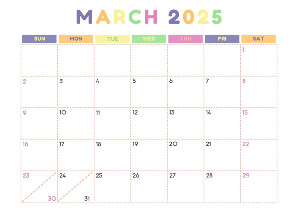 march printable calendar 2025
