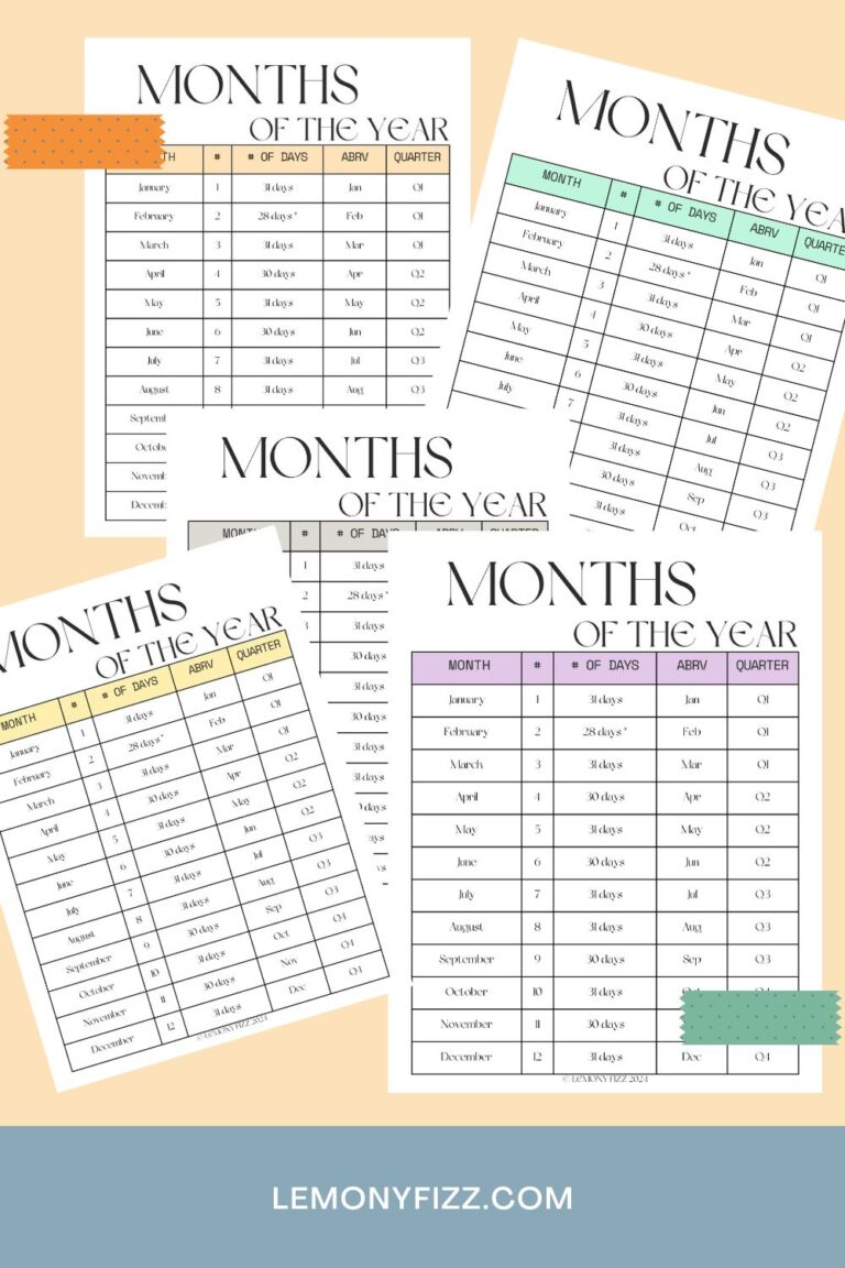 The Months of the Year: A List of the Months in Order
