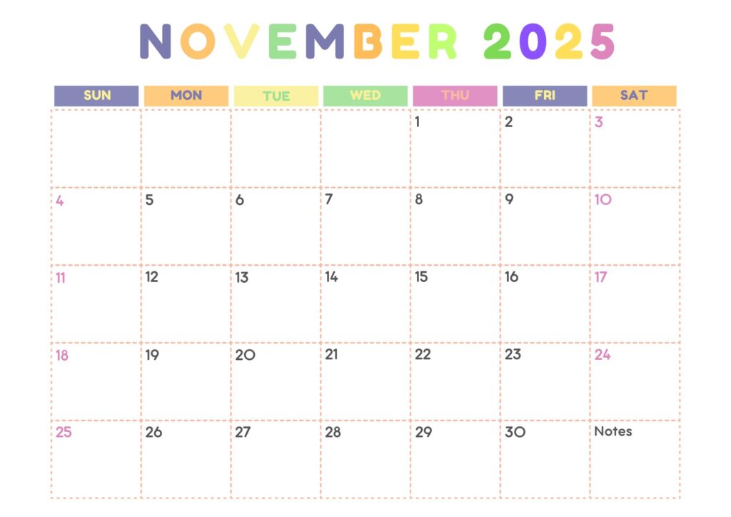 november printable calendar 2025
