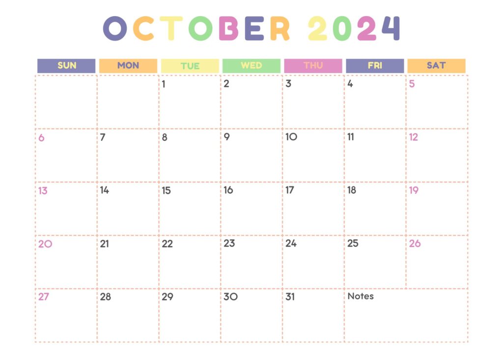 october printable calendar 2024