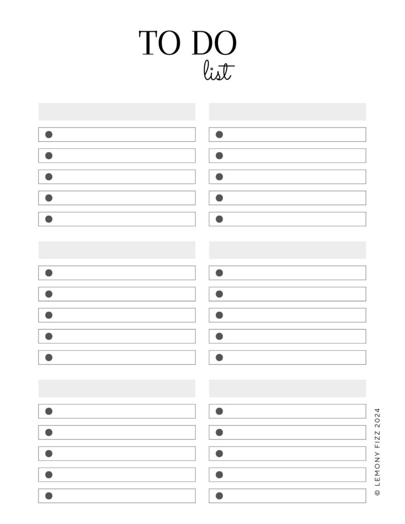 Black And White Checklist To Do List Planner