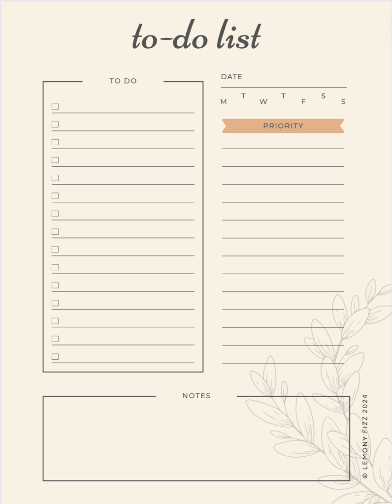 Floral To Do List Planner