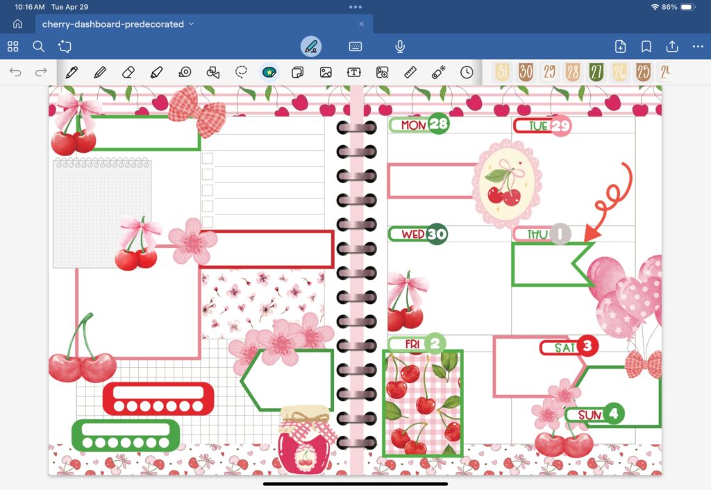 cherry-decorated-planner-page-goodnotes