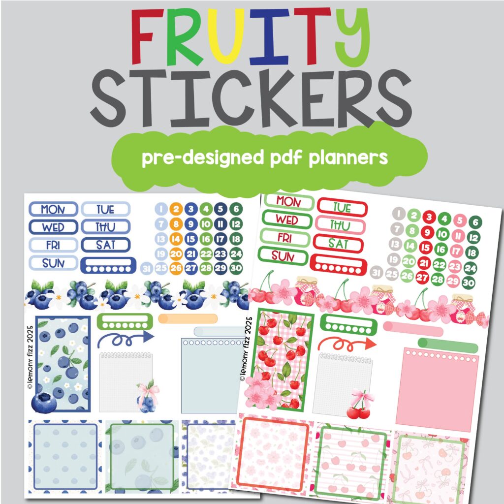 fruity stickers to print or use in a digital planner