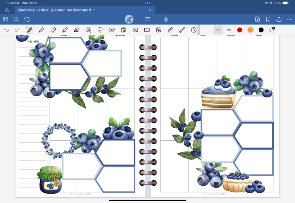 The Goodnotes 6 toolbar for planning in your digital planner. Create fun and beautiful plans with just a few downloads.