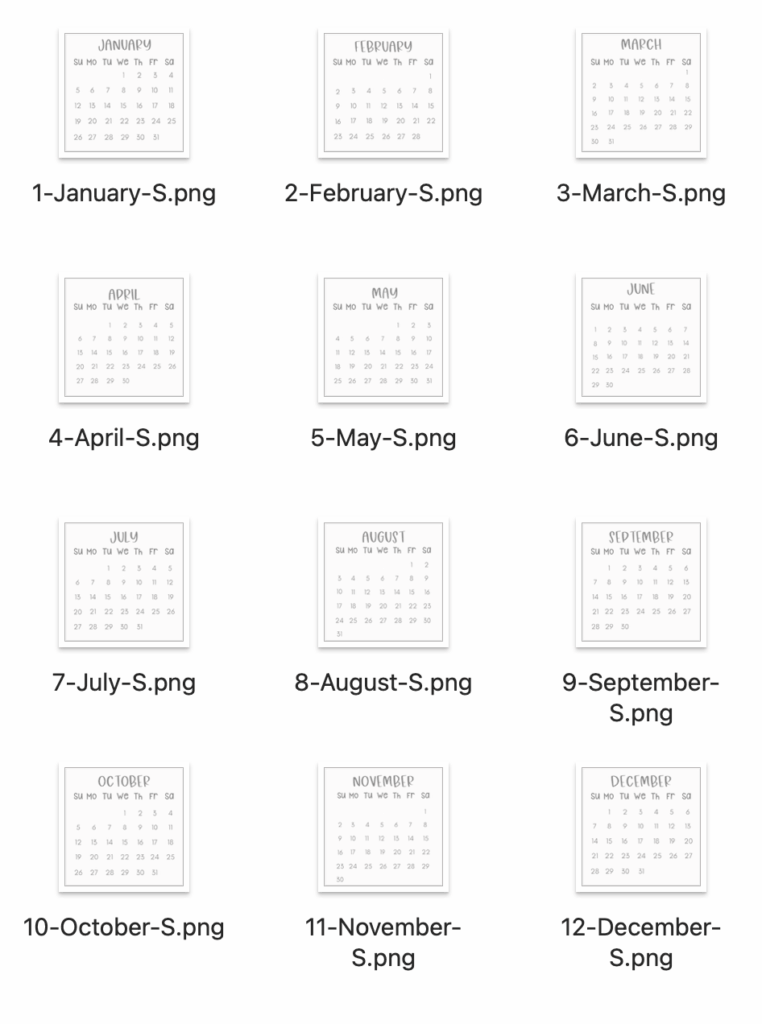 sunday-start-mini-calendars