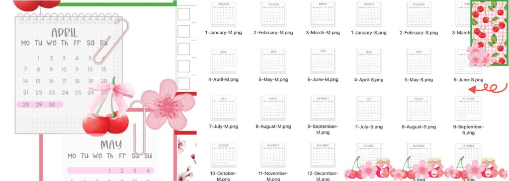 free-calendar-stickers-on-planner-page