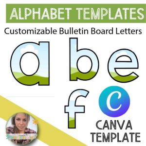 Primary bulletin board letters. Canva templates for classroom resources.