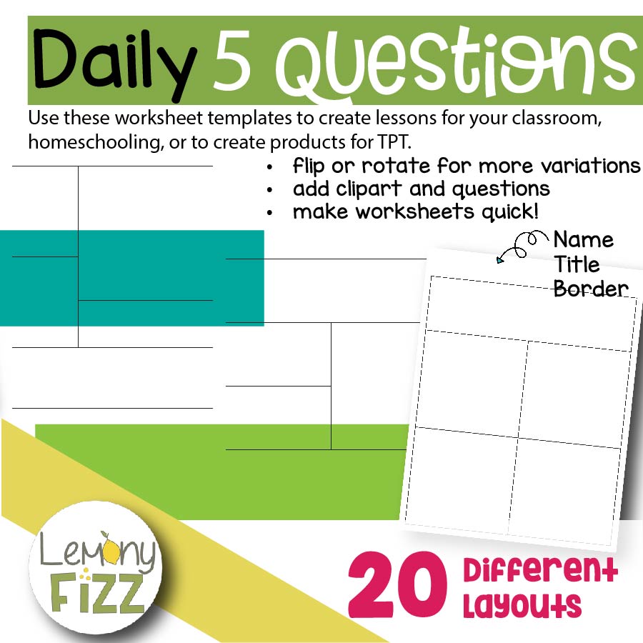 Daily 5 worksheet templates for educational resources.