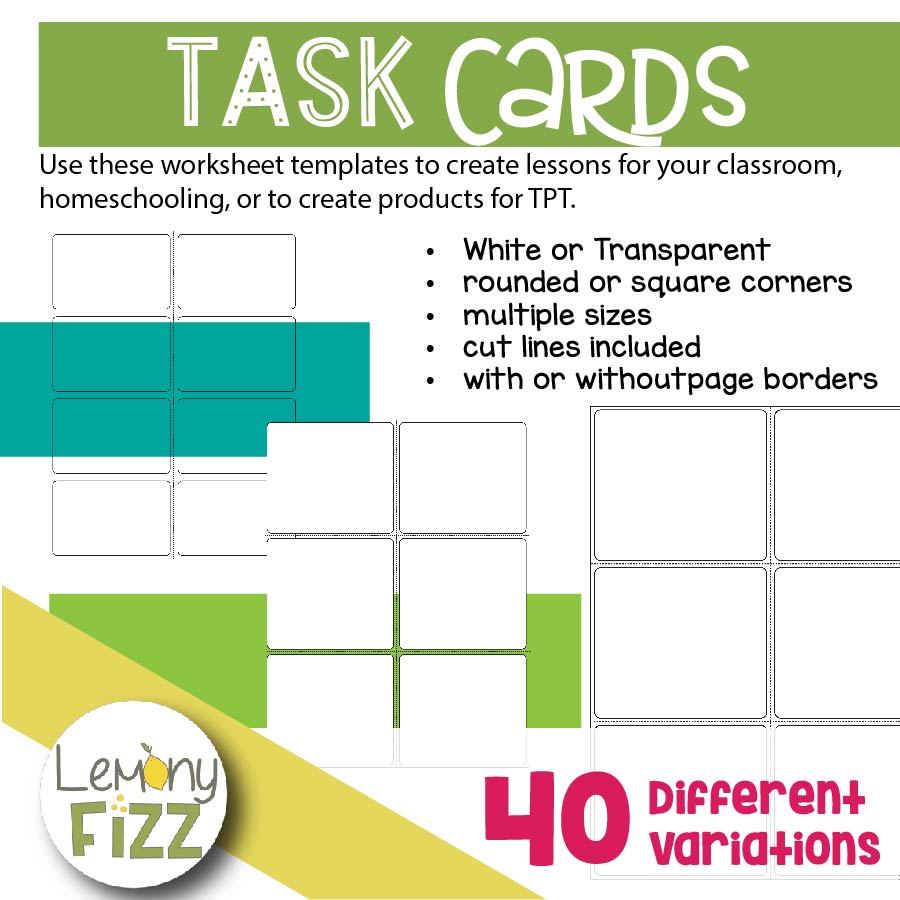 Task card templates for quick educational resources.