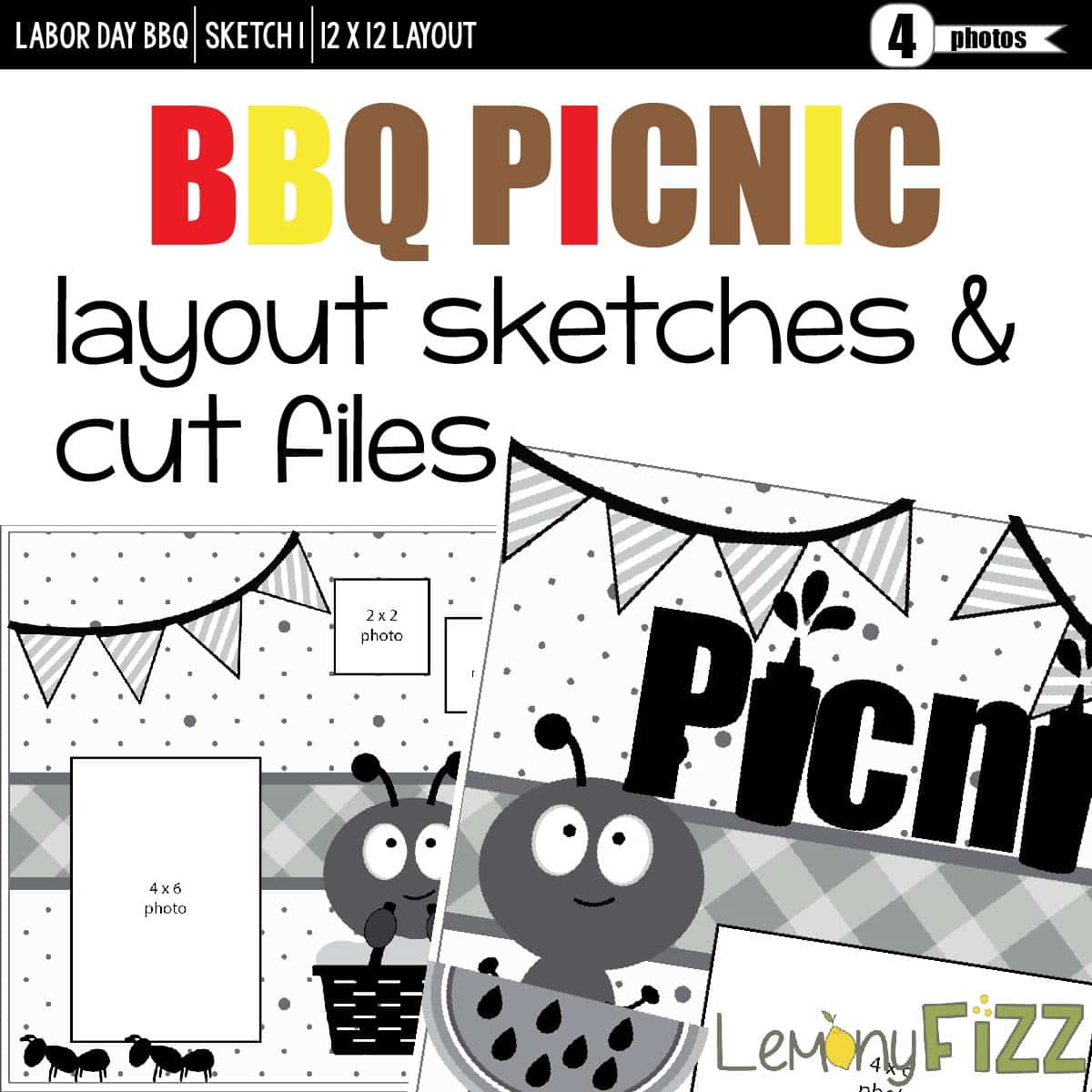 bbq picnic ant layout and svg cut files for scrapbooking