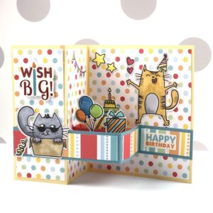 cat birthday z fold with digital stamps for card making