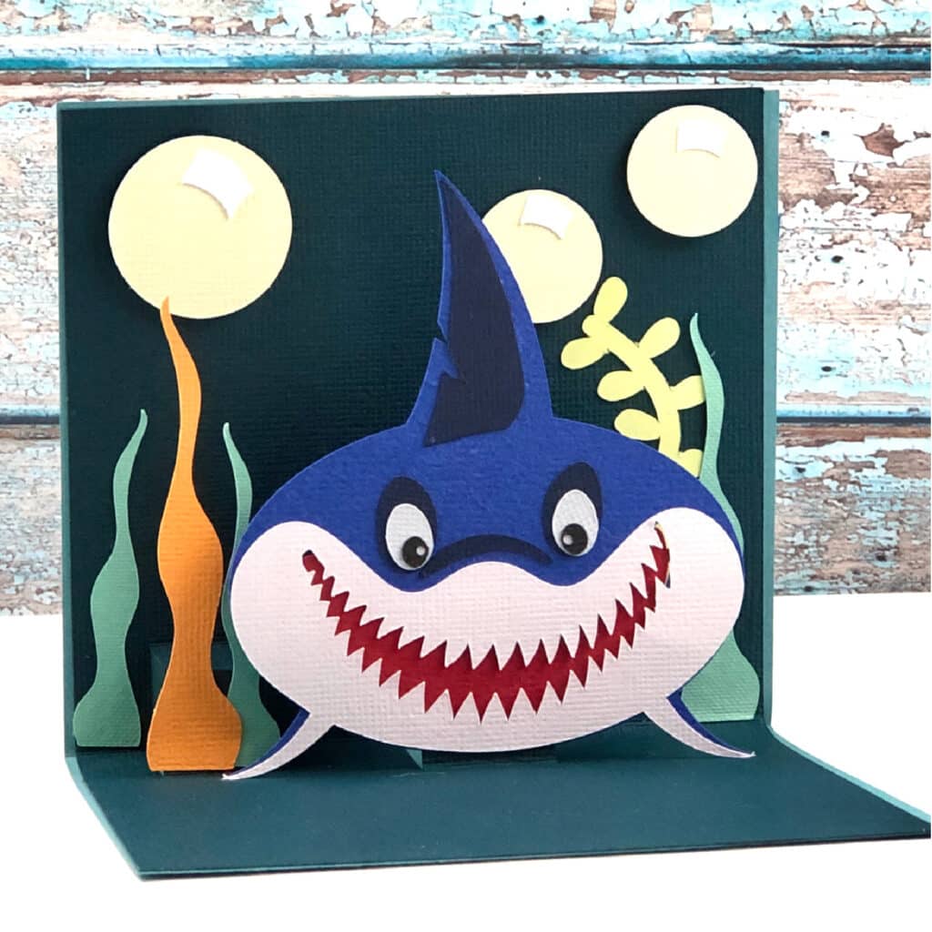 free shark pop up card svg and tutorial